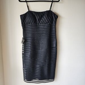 WHBM Black Spaghetti Strap Polyester Pencil Dress-Size: 12